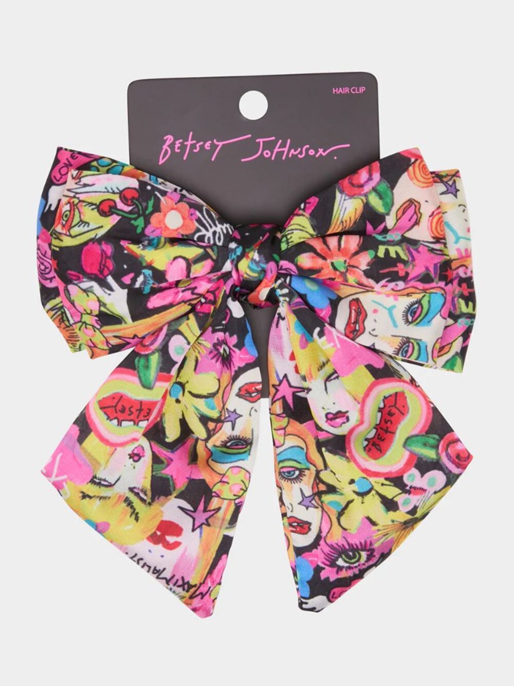 Betsey Johnson Oversized Bow Clip Black Multi NWT